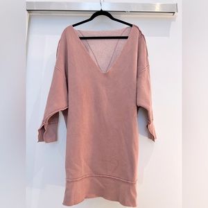 Free People oversized sweatshirt in dusk pink.